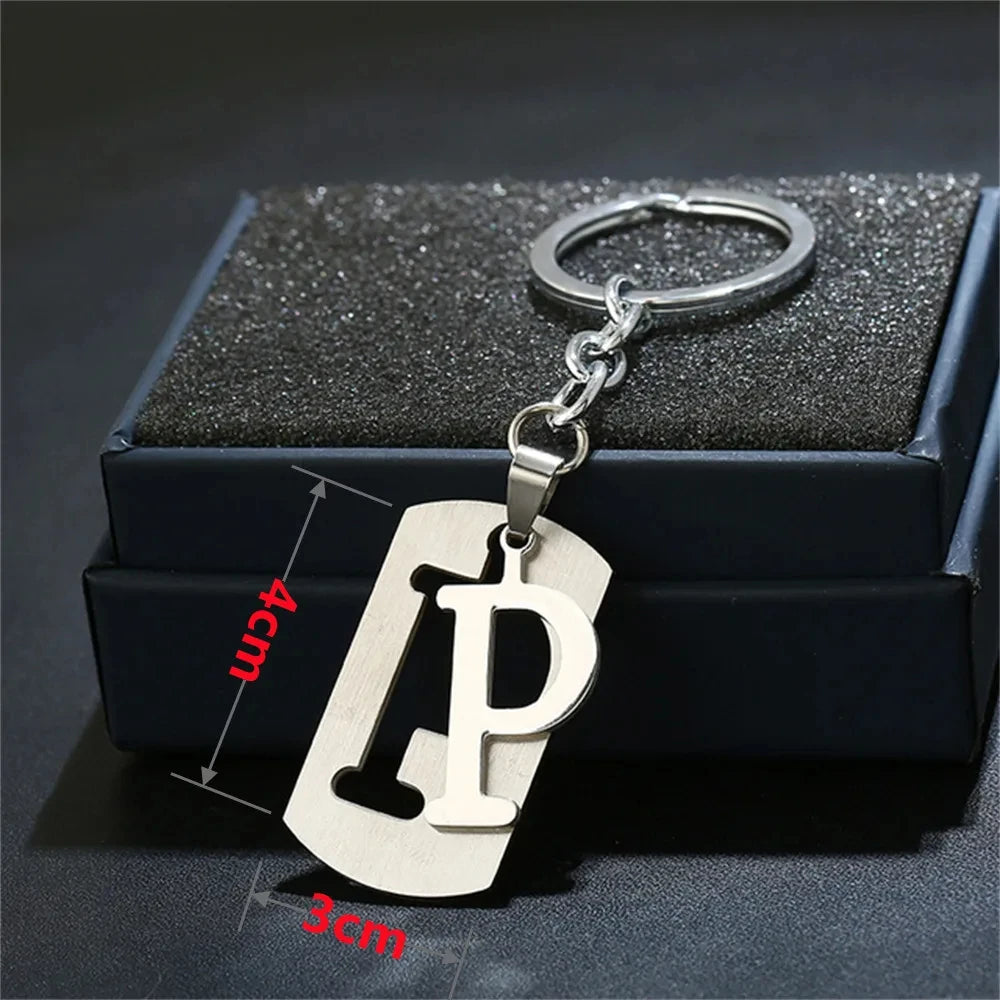 NEW DIY Stainless Steel A-Z Letters key Chain Charm 26 Letters KeyChain Men Women keychain Couple gift Jewelry Car Key Ring Freshtrendingproduct