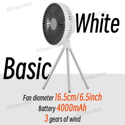 10000mAh 4000mAh Camping Fan Rechargeable Desktop Portable Circulator Wireless Ceiling Electric Fan with Power Bank LED Lighting Freshtrendingproduct