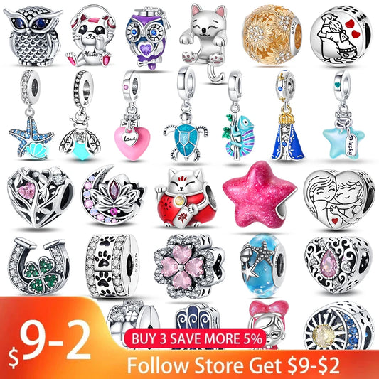 Fit Qikaola 925 Original Bracelets Blue Zircon Owl Luminous Sea Turtle Octopus 925 Silver Charms Beads DIY Birthday Jewelry Gift Freshtrendingproduct