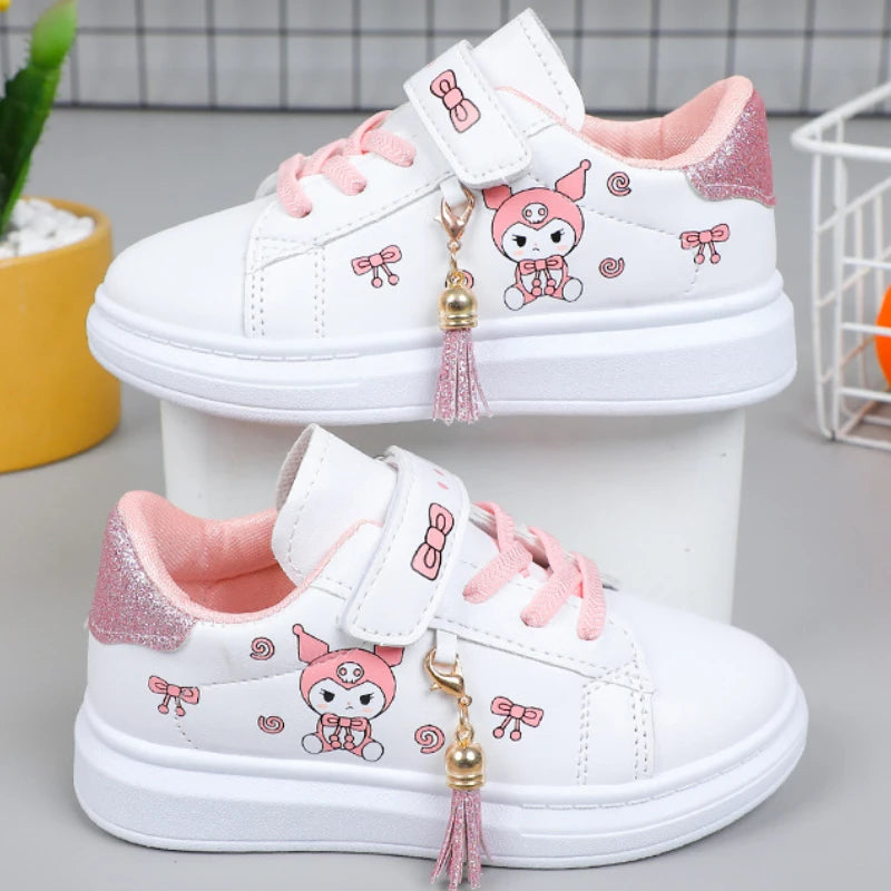 Sanrio Girls's Fashion Sneakers Kid's Anti-skid Casual Shoes Cartoon Anime Kuromi Thick Soles Shoes Children's Board Shoes Freshtrendingproduct