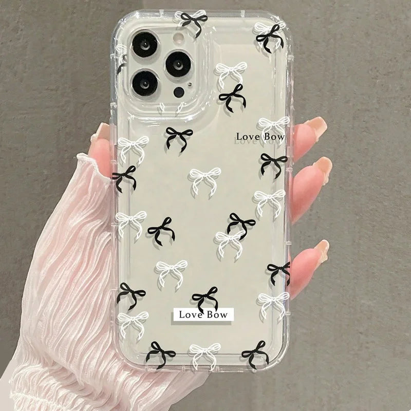 Colorful Bow Print Clear Case  For iPhone 16 14 13 12 11 15 Pro Max SE XR X XS 7 8 Plus Transparent Tpu Shockproof Phone Cover Freshtrendingproduct