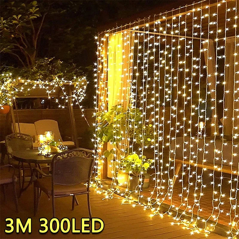 3M LED Curtain String Lights Fairy Decoration USB Holiday Garland Lamp 8 Mode For Home Garden Christmas Party New Year Wedding Freshtrendingproduct