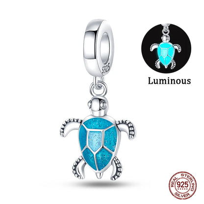 Fit Qikaola 925 Original Bracelets Blue Zircon Owl Luminous Sea Turtle Octopus 925 Silver Charms Beads DIY Birthday Jewelry Gift Freshtrendingproduct