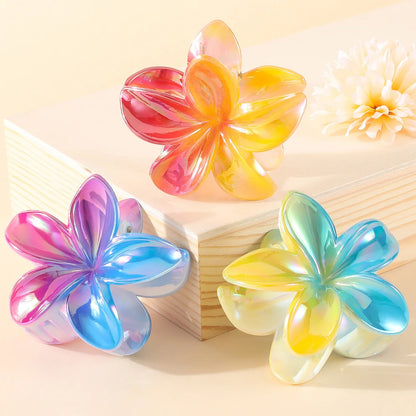 2/4/6pcs Fashion Women Flower Hair Claws Hawaiian Gradient Hair Clips Vacation Beach Style Hairpins Hair Accessories ﻿ Freshtrendingproduct