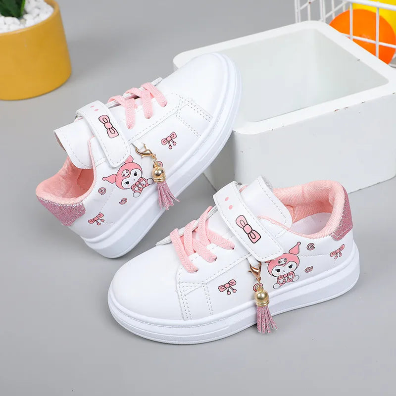 Sanrio Girls's Fashion Sneakers Kid's Anti-skid Casual Shoes Cartoon Anime Kuromi Thick Soles Shoes Children's Board Shoes Freshtrendingproduct