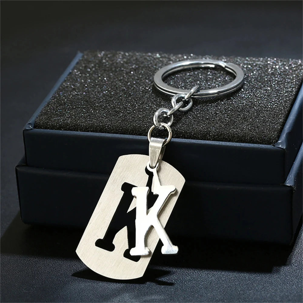 NEW DIY Stainless Steel A-Z Letters key Chain Charm 26 Letters KeyChain Men Women keychain Couple gift Jewelry Car Key Ring Freshtrendingproduct