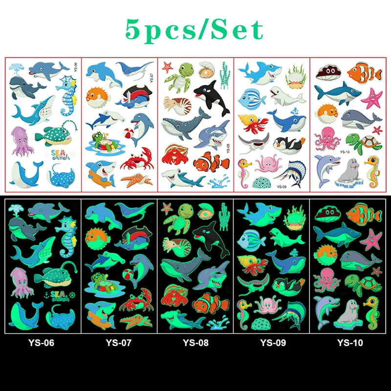 Luminous Tattoo 5 10pcs/Set Temporary Tattoos Mermaid Licorne Children Stickers for Kids Pokemon Tattoo Tattoo for Kids Unicorn Freshtrendingproduct