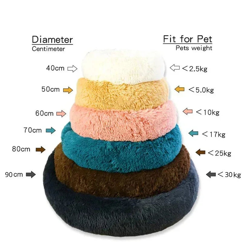 40-90cm Round Pet Bed for Large Dog Bed Super Soft Cat Bed Long Plush Dog House for Medium Dog House Winter Warm Sleeping Freshtrendingproduct