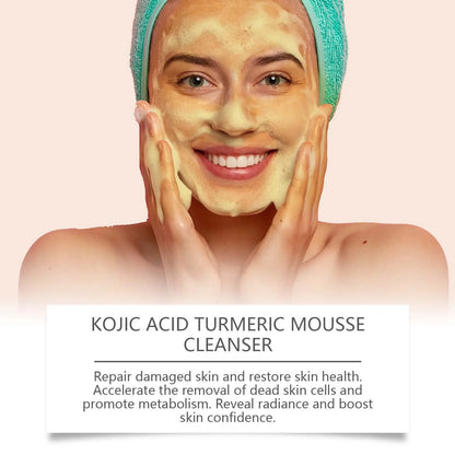 Turmeric Kojic Acid Foaming Facial Cleanser Brightening Deep Cleansing Oil Control Shrinking Pores Hydrating Soothing Face Wash Freshtrendingproduct