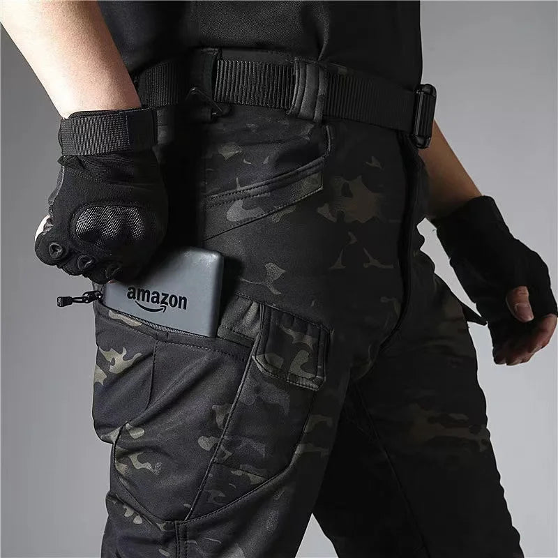 Men Winter Waterproof Climbing SkiingTrekking Fleece Fishing Tactical Sharkskin Cargo Pants Jackets Camping Hiking Trousers Freshtrendingproduct