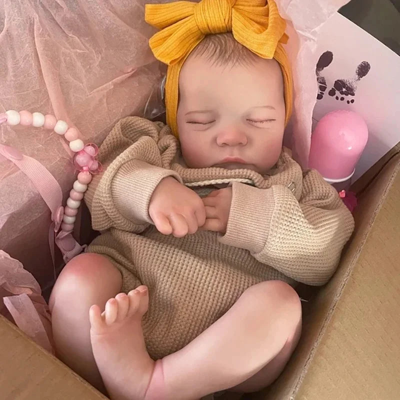 MRB 17inch Levi Reborn Baby Doll Already Painted Finished Sleeping Vinyl Newborn Baby 3D Skin Visible Veins Collectible Art Doll Freshtrendingproduct