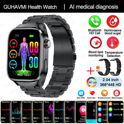 2024 New Uric Acid Blood Fat Smartwatch ECG Blood Glucose Heart Rate Blood Pressure Health Monitoring Smart Watch For HUAWEI IOS Freshtrendingproduct