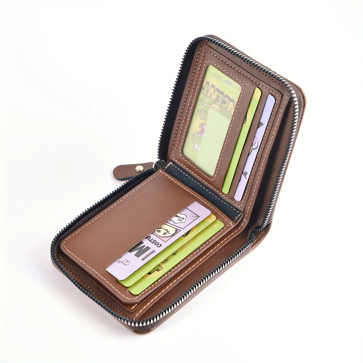 Men's Wallet Made of PU Wax Oil Skin Purse for Men Coin Purse Short Male Card Holder Wallets Zipper Around Money Coin Purse Freshtrendingproduct