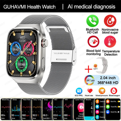 2024 New Uric Acid Blood Fat Smartwatch ECG Blood Glucose Heart Rate Blood Pressure Health Monitoring Smart Watch For HUAWEI IOS Freshtrendingproduct