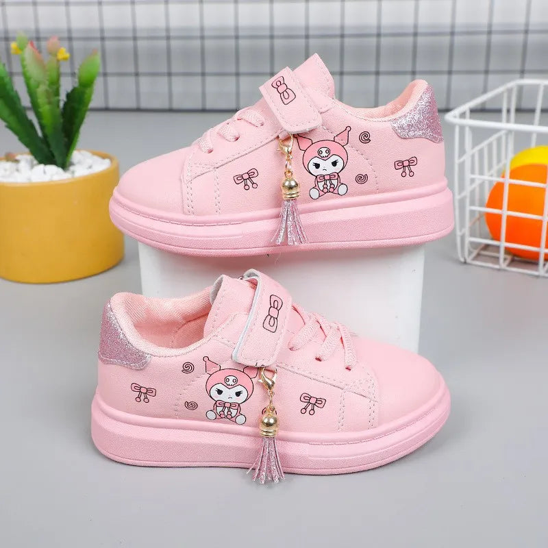 Sanrio Girls's Fashion Sneakers Kid's Anti-skid Casual Shoes Cartoon Anime Kuromi Thick Soles Shoes Children's Board Shoes Freshtrendingproduct