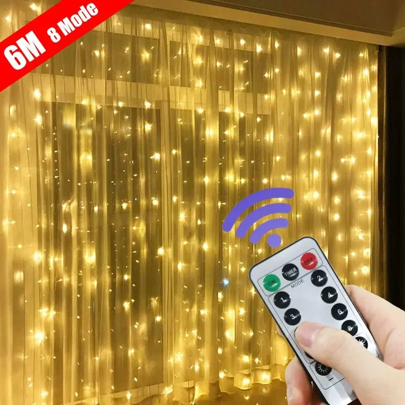 6x3M/3x3m Curtain Garland on The Window USB Power Fairy Lights Festoon with Remote New Year Garland Led Lights Christmas Decor Freshtrendingproduct