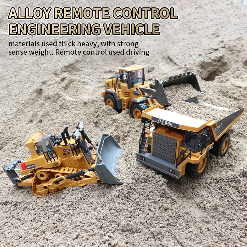 ZWN 2.4G Remote Control Excavator Dump Truck RC Model Car Toy Professional Alloy Plastic Simulation Construction Vehicle for Kid Freshtrendingproduct