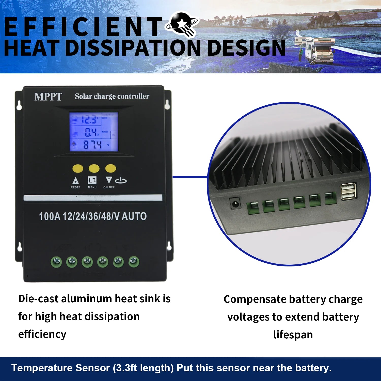 POWLSOJX MPPT 100A 80A 60A Solar Charge Controller 12V 24V 36V 48V Solar Panel Lead Acid/Lithium Battery Regulator Dual USB Freshtrendingproduct