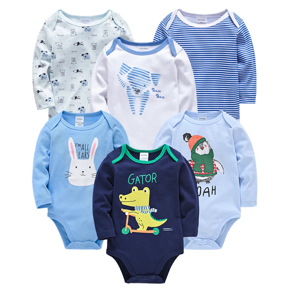 Kavkas Baby Boys Girls Bodysuit 6 PCS 3 PCS Long Sleeve 100% Cotton Baby Clothes 0-12 months Newborn body bebe Jumpsuit Clothing Freshtrendingproduct