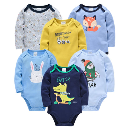 Kavkas Baby Boys Girls Bodysuit 6 PCS 3 PCS Long Sleeve 100% Cotton Baby Clothes 0-12 months Newborn body bebe Jumpsuit Clothing Freshtrendingproduct