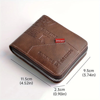 Men's Wallet Made of PU Wax Oil Skin Purse for Men Coin Purse Short Male Card Holder Wallets Zipper Around Money Coin Purse Freshtrendingproduct