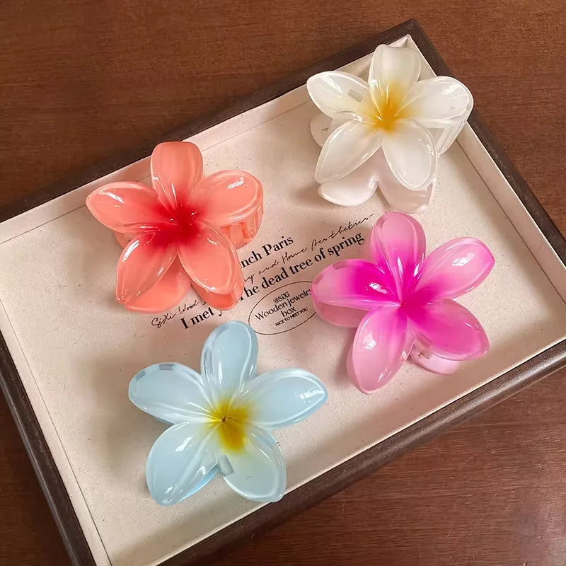 2/4/6pcs Fashion Women Flower Hair Claws Hawaiian Gradient Hair Clips Vacation Beach Style Hairpins Hair Accessories ﻿ Freshtrendingproduct