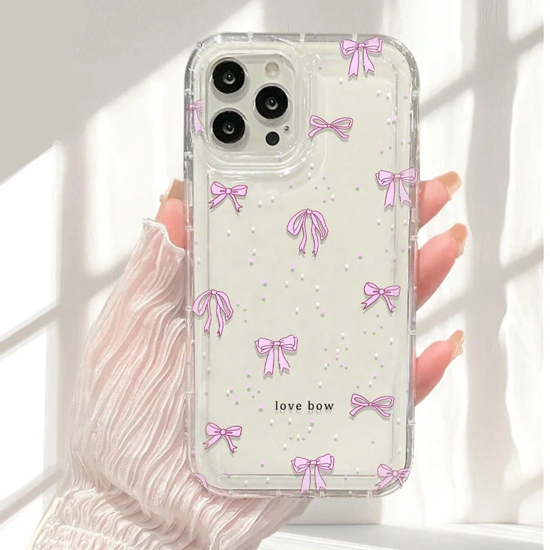 Colorful Bow Print Clear Case  For iPhone 16 14 13 12 11 15 Pro Max SE XR X XS 7 8 Plus Transparent Tpu Shockproof Phone Cover Freshtrendingproduct