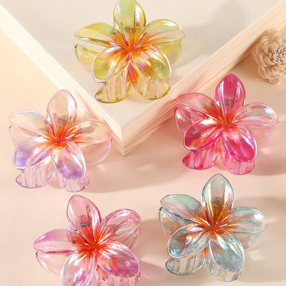 2/4/6pcs Fashion Women Flower Hair Claws Hawaiian Gradient Hair Clips Vacation Beach Style Hairpins Hair Accessories ﻿ Freshtrendingproduct