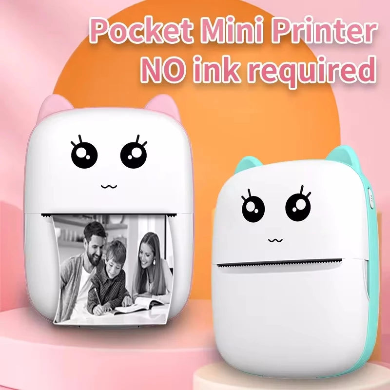 Portable thermal printer mini cat print photo pocket thermal label printer 58mm printing wireless Bluetooth Android iOS printers Freshtrendingproduct