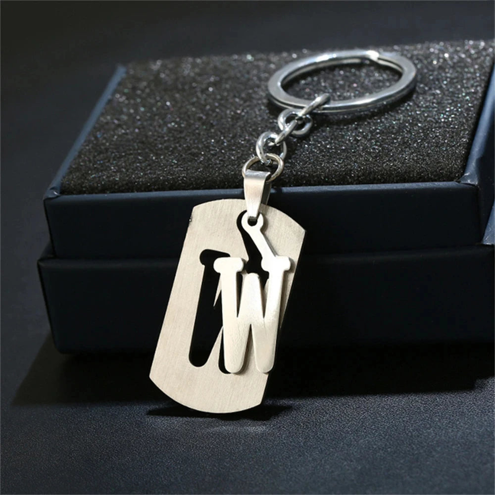 NEW DIY Stainless Steel A-Z Letters key Chain Charm 26 Letters KeyChain Men Women keychain Couple gift Jewelry Car Key Ring Freshtrendingproduct