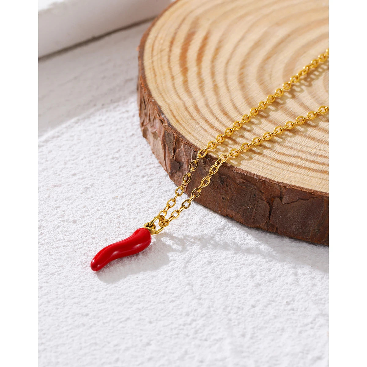 YACHAN Minimalist 18K Gold Plated Stainless Steel Chains Necklace for Women Creative Enamel Red Hot Pepper Pendant Cute Jewelry Freshtrendingproduct