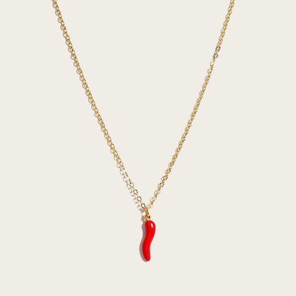 YACHAN Minimalist 18K Gold Plated Stainless Steel Chains Necklace for Women Creative Enamel Red Hot Pepper Pendant Cute Jewelry Freshtrendingproduct