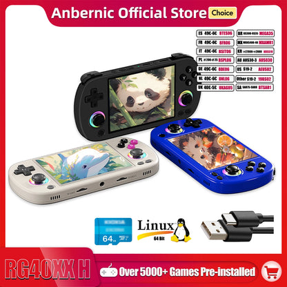 ANBERNIC RG40XX H Handheld Game Console 4.0-in 640*480 IPS Screen 3200mAh 64 Bit System With RGB Light Built in 5K+Games RG40XXH Freshtrendingproduct