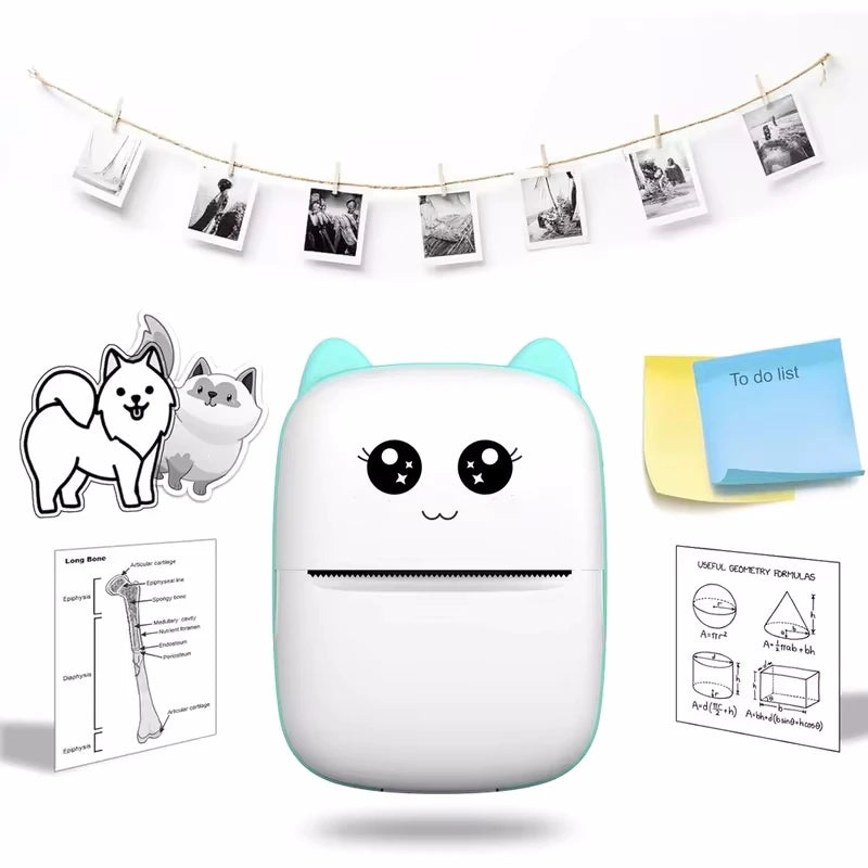 Portable thermal printer mini cat print photo pocket thermal label printer 58mm printing wireless Bluetooth Android iOS printers Freshtrendingproduct